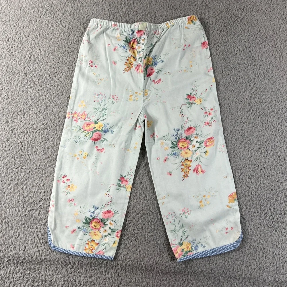 Ralph Lauren Pajama Set Girls Size 6 Mint‎ Green Floral Avignon Sleeveless Pants